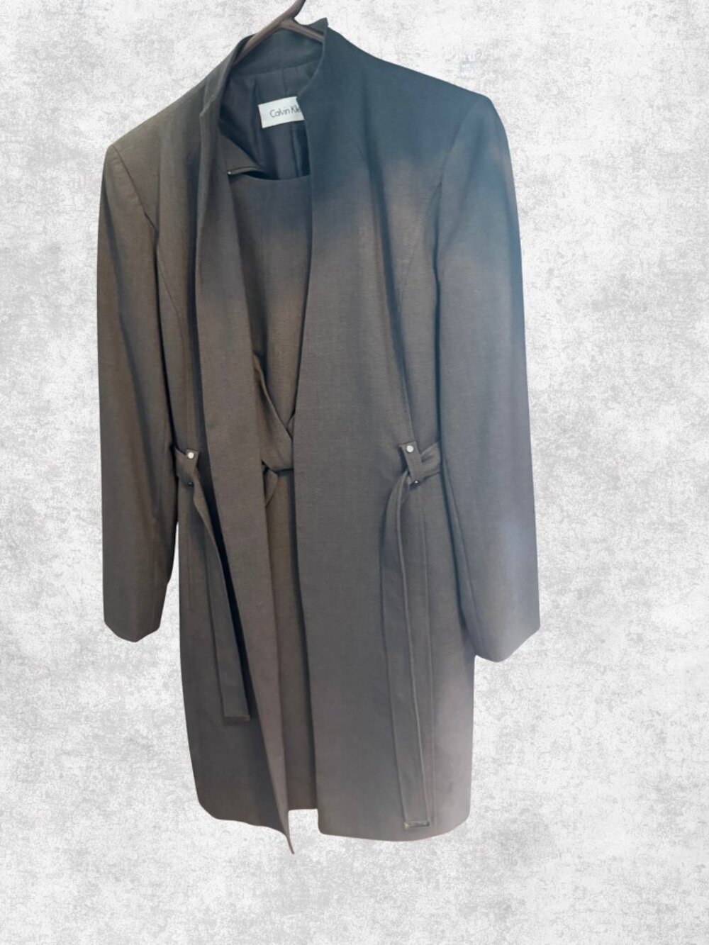 Calvin Klein 2-Piece Belted Blazer & [Dress/ Duster Wrap Blazer Set]